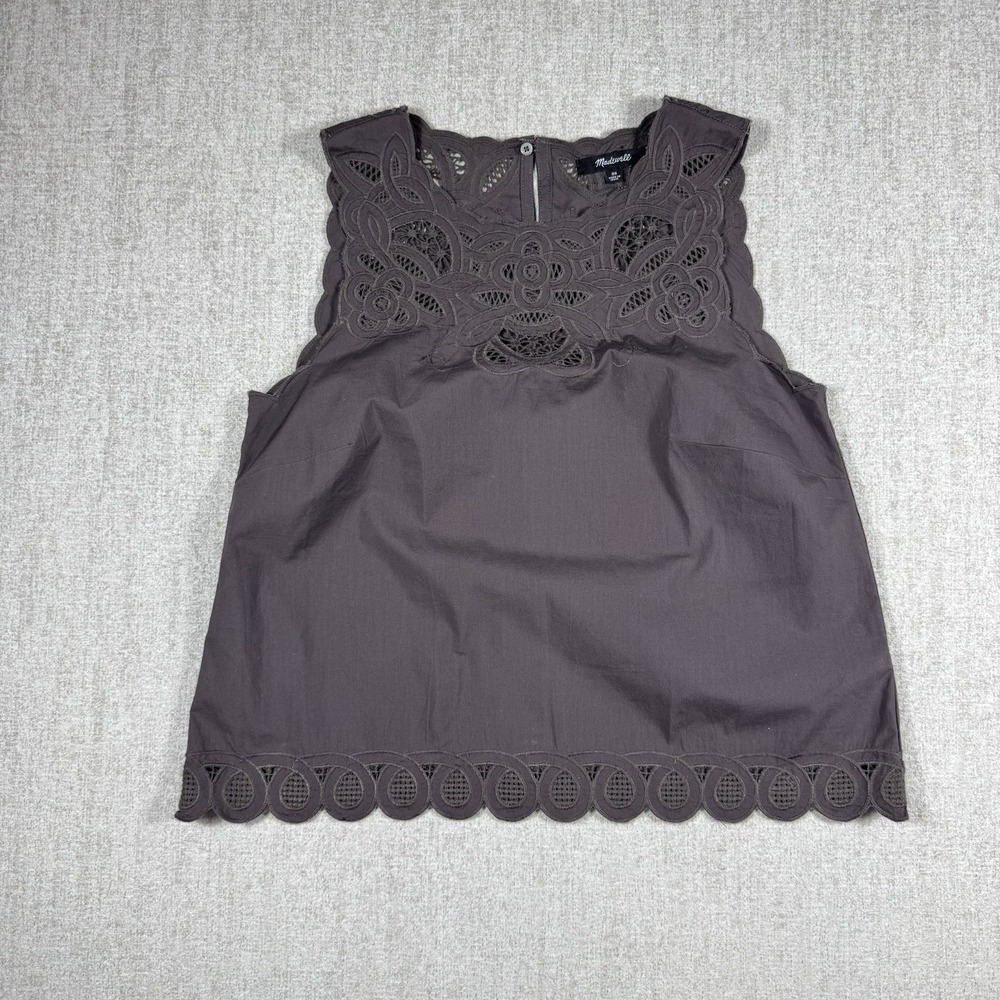 Madewell Brown Embroidered Eyelet Boho Top Small 100% Cotton